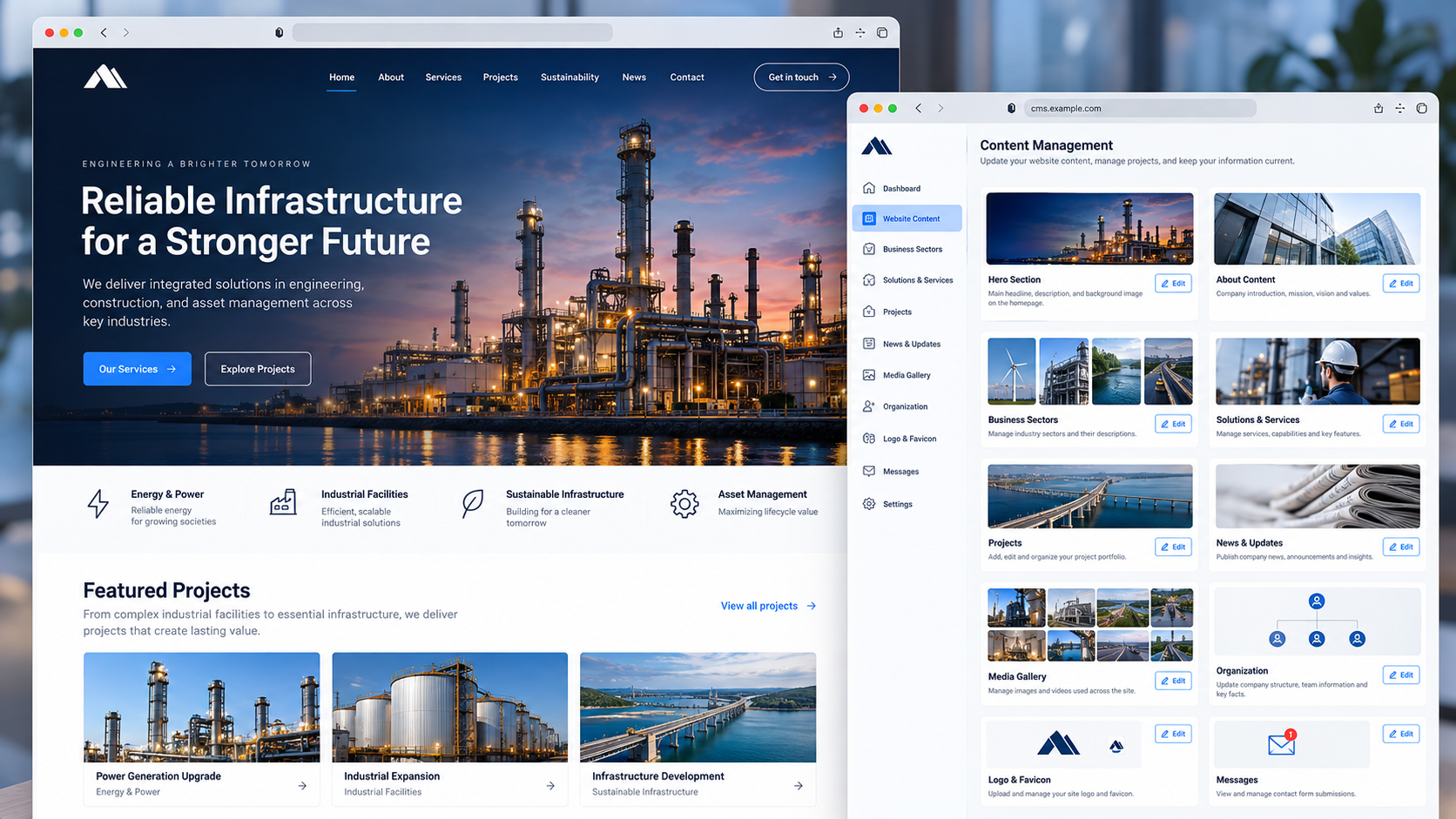 Concept illustration of Company Profile & CMS