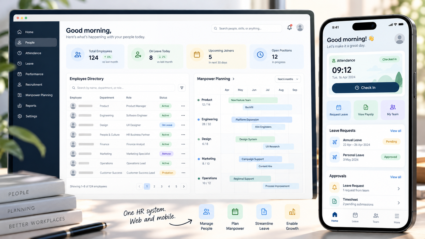 Concept illustration of HRIS Web & Mobile